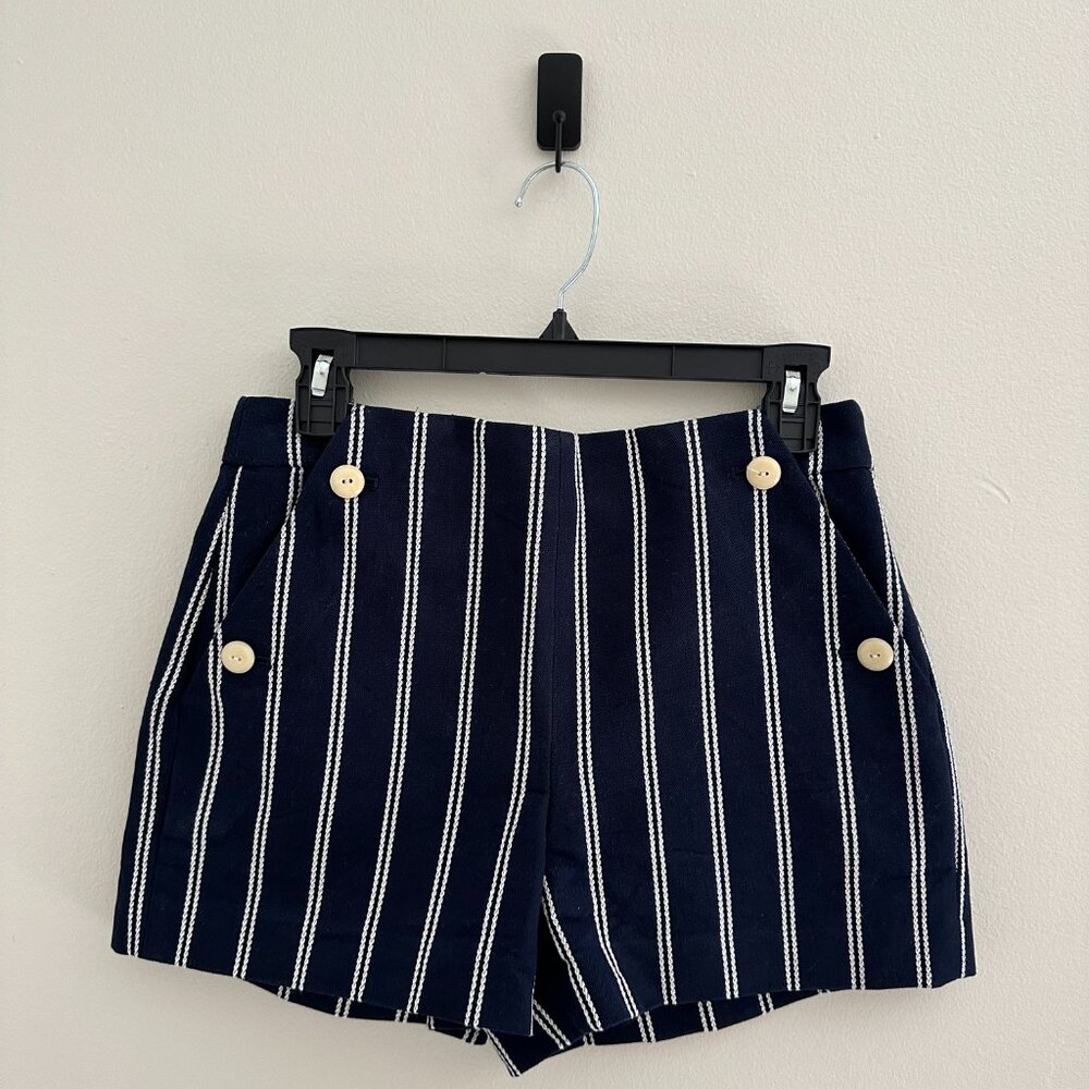 J. Crew Navy Stripe High Rise Sailor Shorts